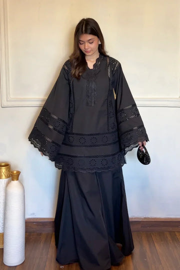 Black Chikankari 2 Piece Suit